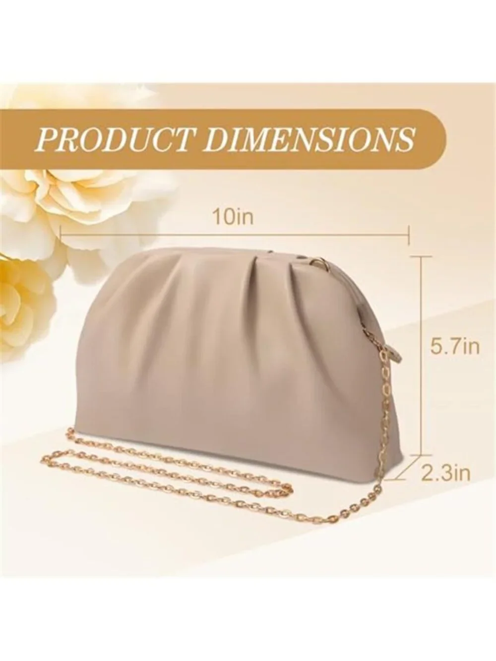 Clutch Purse for Women Soft Pleated PU Wedding Clutch, Elegant